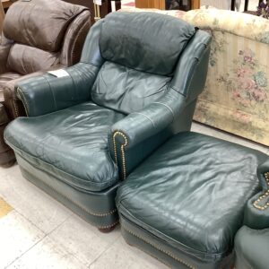 Leather Chair with Ottoman
