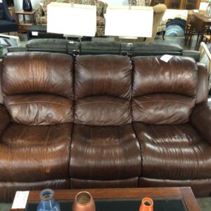 Brown Leather Reclining Sofa