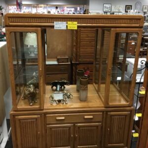 2PC Oak China Cabinet
