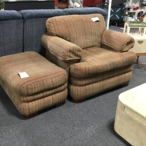 Upholstered Chair with Ottoman