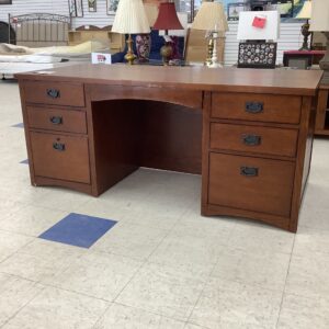 Oak Mission Style 7 Drawer Desk