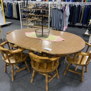 Table with 2 Leaves & 6 Chairs