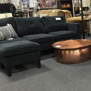 Black Sofa with Storage Ottoman