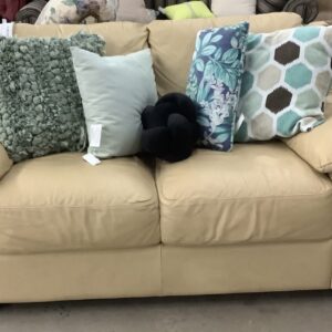 Beige Leather Love Seat