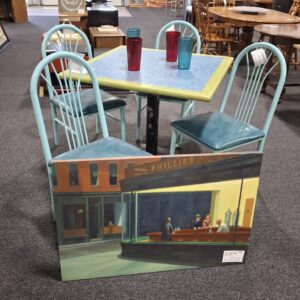 Vintage Dining Table with 4 Metal Chairs