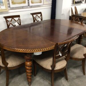 Table with 2 Leaves & 6 Chairs