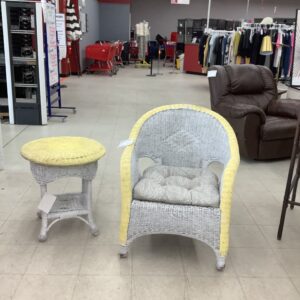 Wicker Chair with Side Table