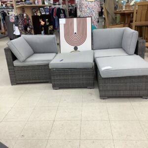 Wicker Couch with Ottoman