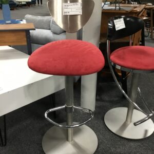 Metal Bar Stool with Red Seat