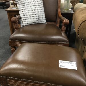 Leather Chair with Ottoman