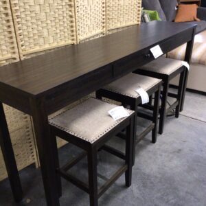 Long Bar Height Table with 3 Stools