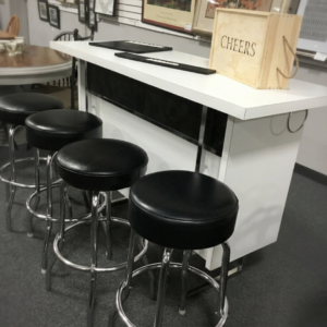 Laminate Bar with 4 Black & Silver Stools