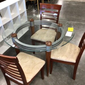 Glass Top Table with 3 Chairs