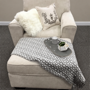 Fabric Chair with Ottoman