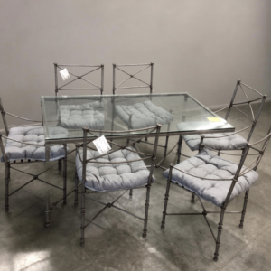 Glass Top Table with 6 Chairs